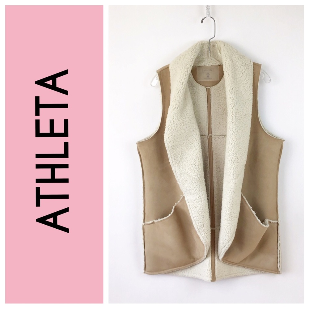 Athleta Shearling Faux Suede Vest L/XL
